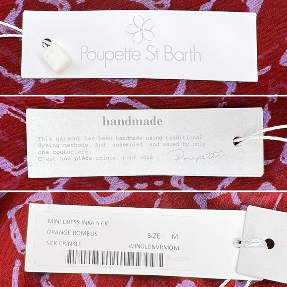 Poupette St. Barth Silk Halter Mini Dress Size Medium Ruffled Brick Red New NWT - Picture 7 of 8